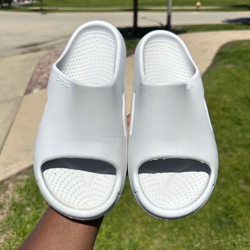 Crocs Mellow Recovery Slides Unisex Size M8 W10 Comfort Sandals Color Bone - Picture 4 of 11